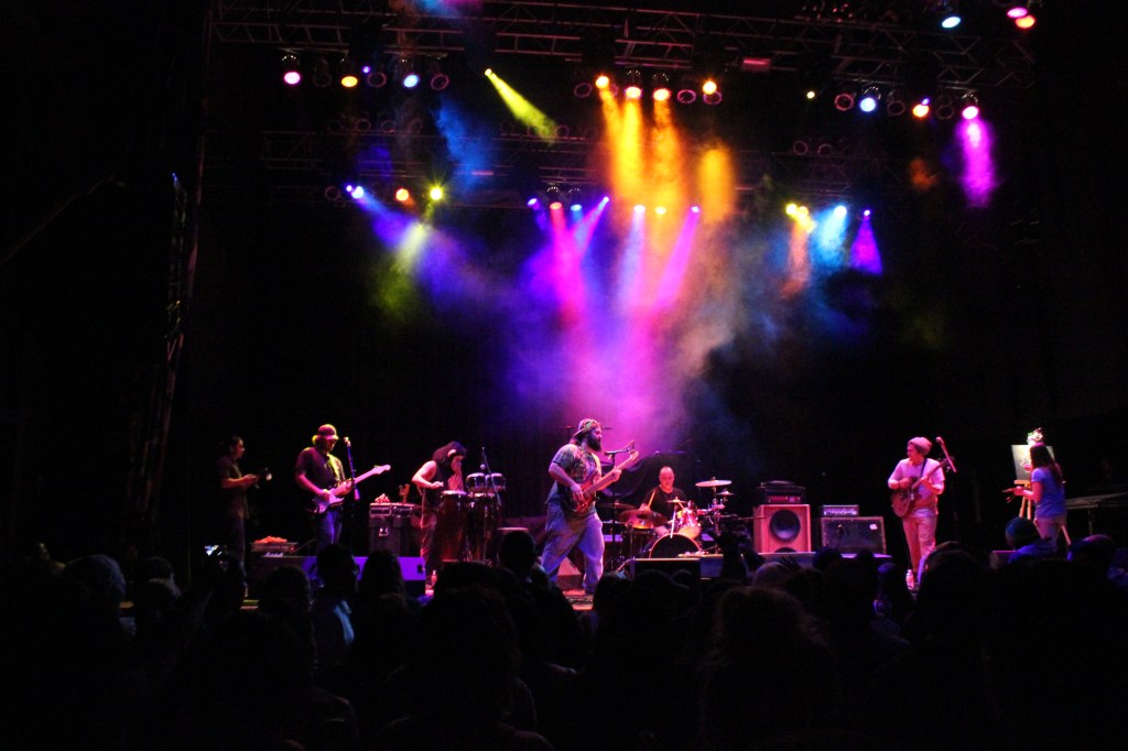 The five members of Cassette Tape — Louis Morales, Matt Cash, Noe Molina, Cam Rowe, and David Rios — bring Gulf Coast grooves to life during a live performance at Houston’s House of Blues.